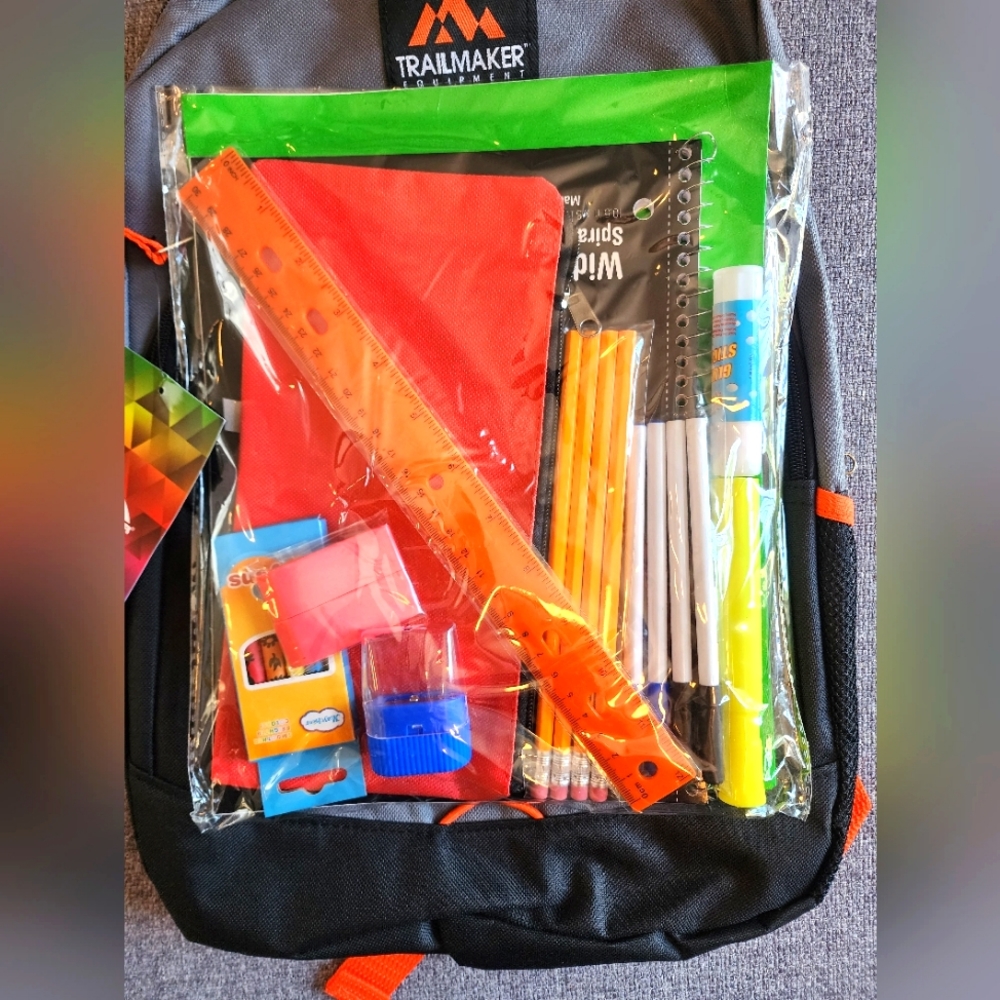 NWT Fully Packed Back-To-School Backpack (Black/Grey/Orange)